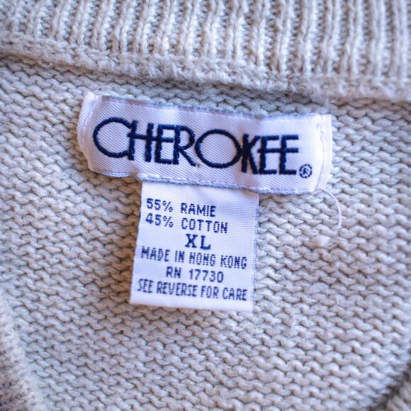 Vintage Cherokee Loose Fit Cream V-Neck Sweater Size XL - Picture 6 of 7